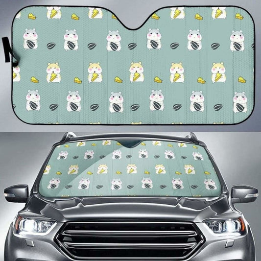 Cute Hamster Cheese Pattern Car Auto Sun Shades