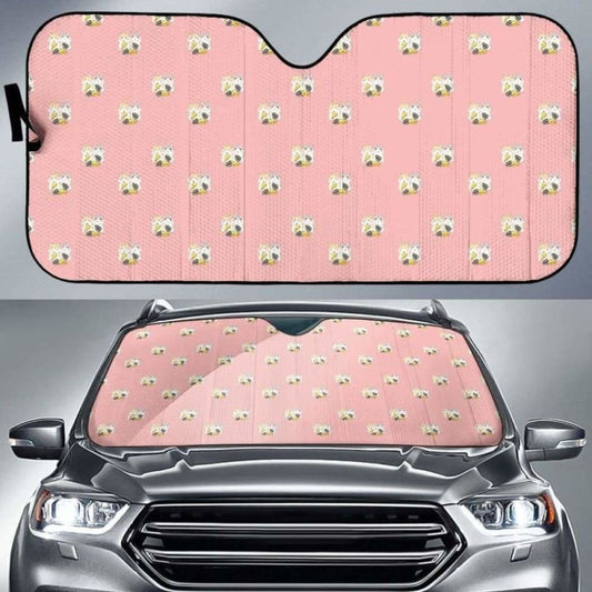 Cute Hamster Cheese Pattern Pink Background Car Auto Sun Shades