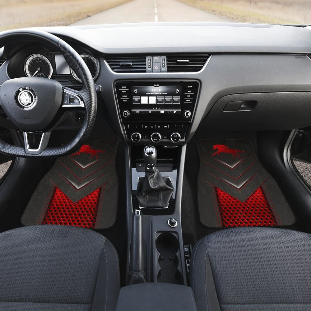 Amazing Red Horse Metallic Custom Style Printed Car Floor Mats