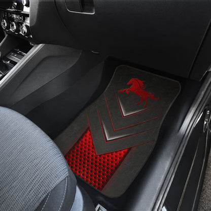Amazing Red Horse Metallic Custom Style Printed Car Floor Mats