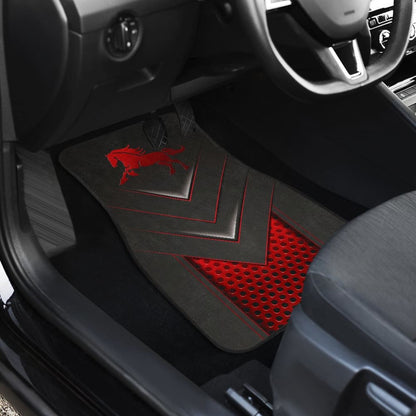 Amazing Red Horse Metallic Custom Style Printed Car Floor Mats
