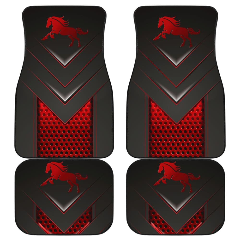 Amazing Red Horse Metallic Custom Style Printed Car Floor Mats