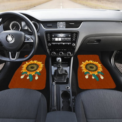 Sunflower Indigenous American Feathers Dreamcatcher Car Floor Mats