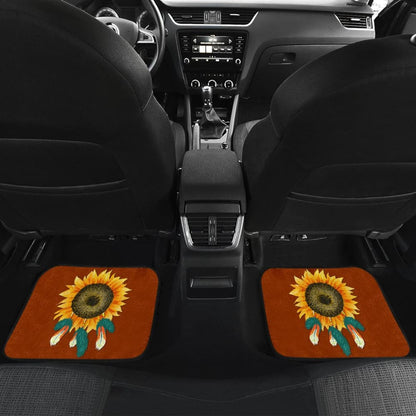 Sunflower Indigenous American Feathers Dreamcatcher Car Floor Mats
