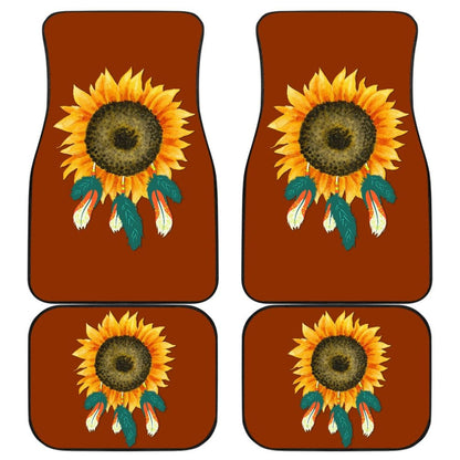 Sunflower Indigenous American Feathers Dreamcatcher Car Floor Mats