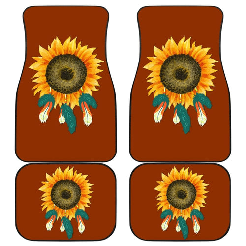 Sunflower Indigenous American Feathers Dreamcatcher Car Floor Mats