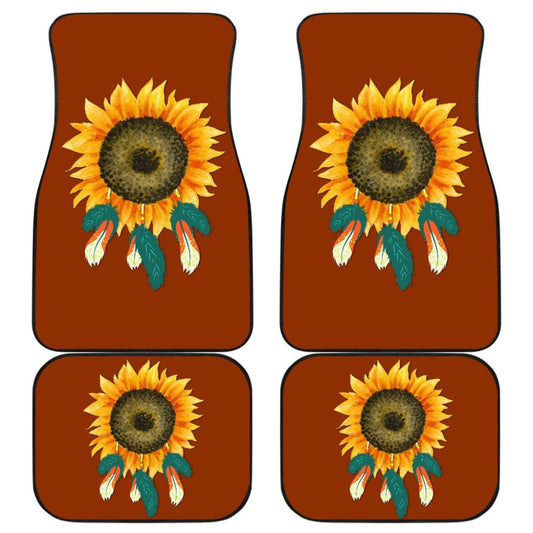 Sunflower Indigenous American Feathers Dreamcatcher Car Floor Mats