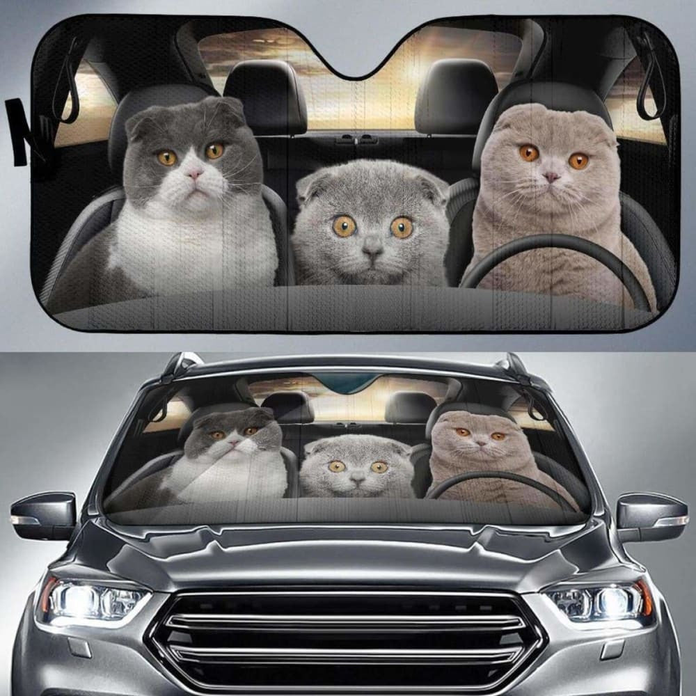 Scottish Fold Cat Auto Sun Shade Car Sun Visor