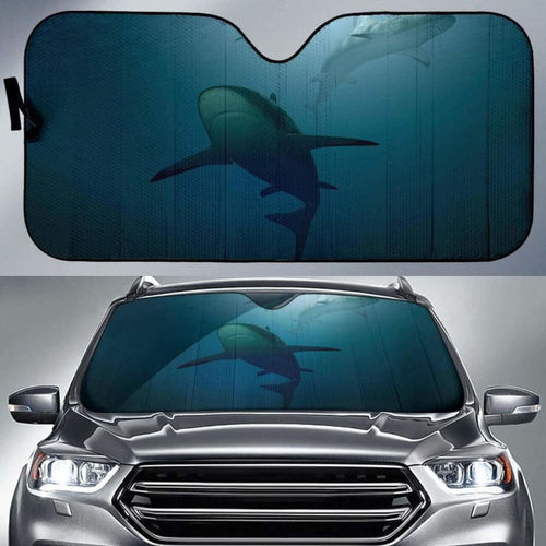Underwater Sharks Blue Deep Sea OceanK Car Sun Shade