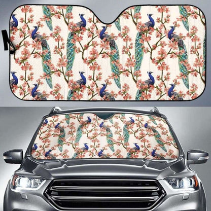 Peacock Tropical Flower Pattern Car Auto Sun Shades