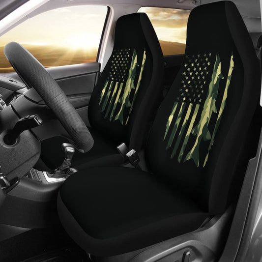 Amazing Green American Flag Car Seat Covers