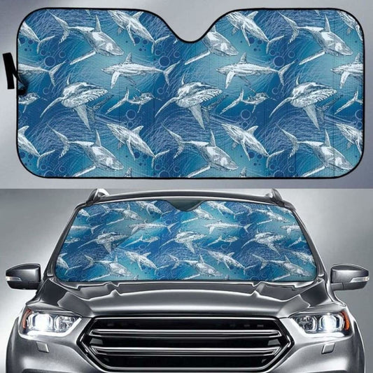Shark Hand Drawn Car Auto Sun Shades