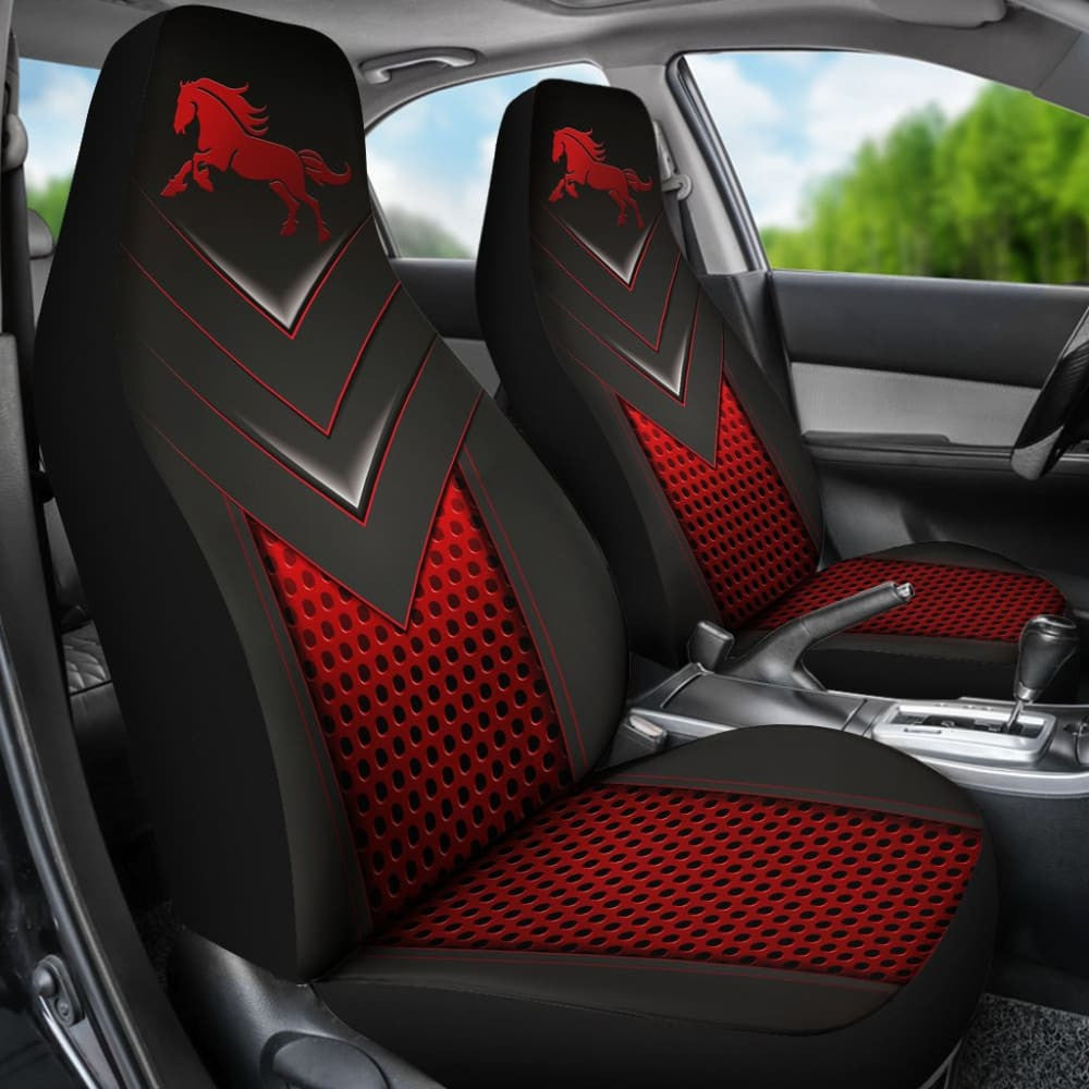 Amazing Red Horse Metallic Custom Style Printed Car Seat Covers