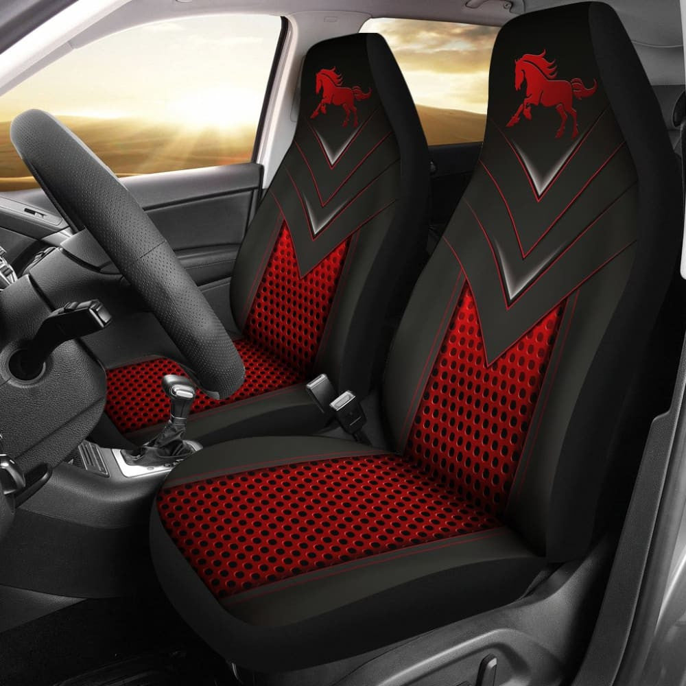Amazing Red Horse Metallic Custom Style Printed Car Seat Covers