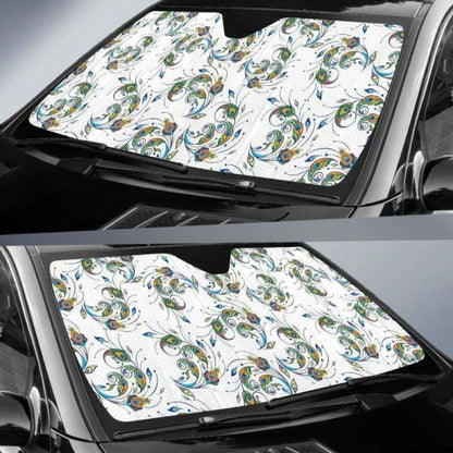 Peacock Feather Pattern Car Auto Sun Shades