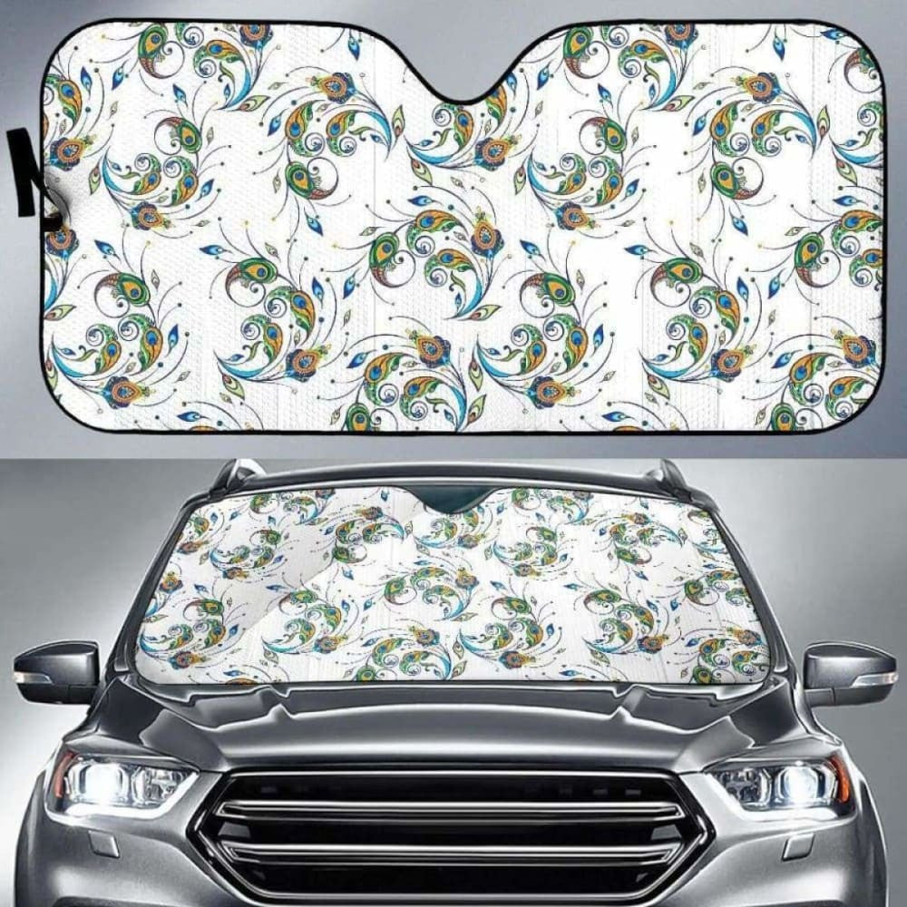 Peacock Feather Pattern Car Auto Sun Shades
