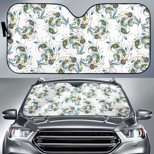 Peacock Feather Pattern Car Auto Sun Shades