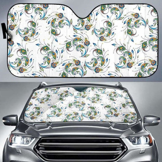 Peacock Feather Pattern Car Auto Sun Shades