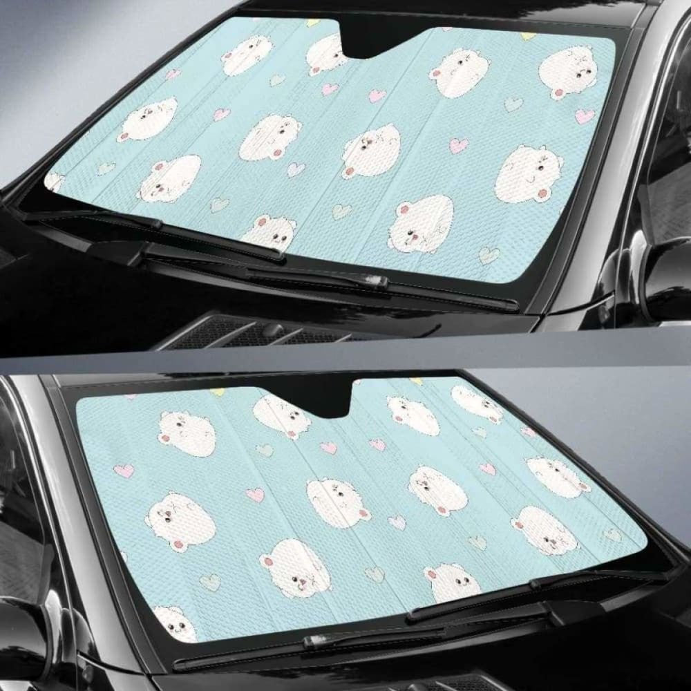 White Cute Hamsters Heart Pattern Car Auto Sun Shades