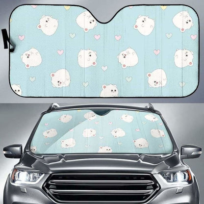 White Cute Hamsters Heart Pattern Car Auto Sun Shades