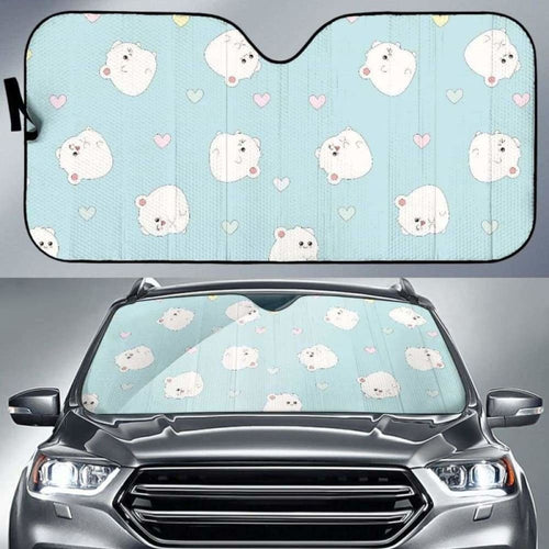 White Cute Hamsters Heart Pattern Car Auto Sun Shades