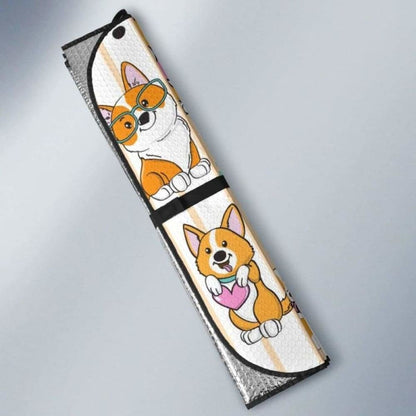 Cute Dog Corgi Striped Background Pattern Car Auto Sun Shades