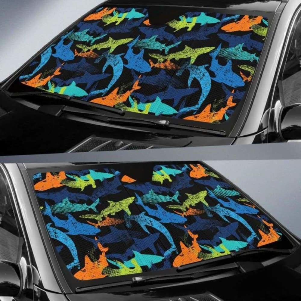 Colorful Shark Car Auto Sun Shades