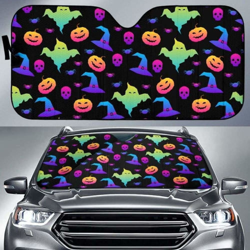 Colorful Halloween Background Car Auto Sun Shades
