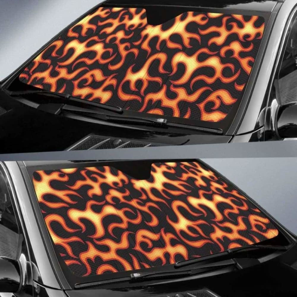 Fire Flame Dark Pattern Car Auto Sun Shades