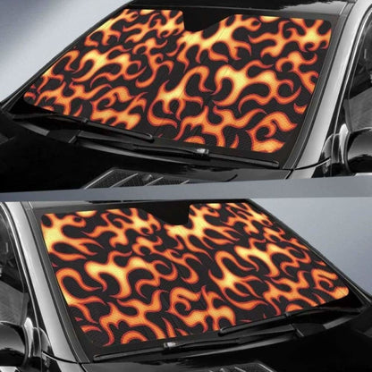 Fire Flame Dark Pattern Car Auto Sun Shades