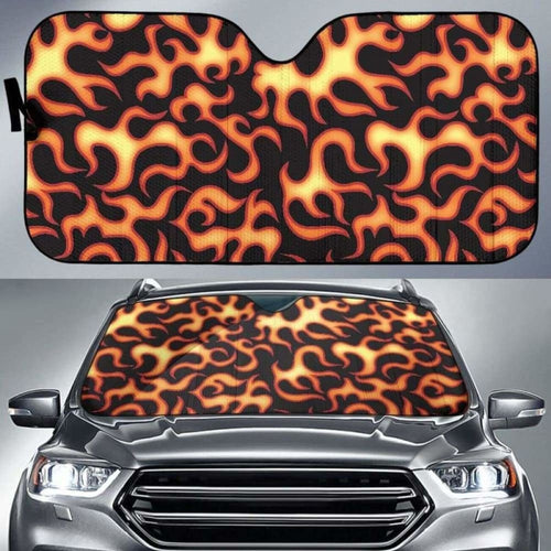 Fire Flame Dark Pattern Car Auto Sun Shades