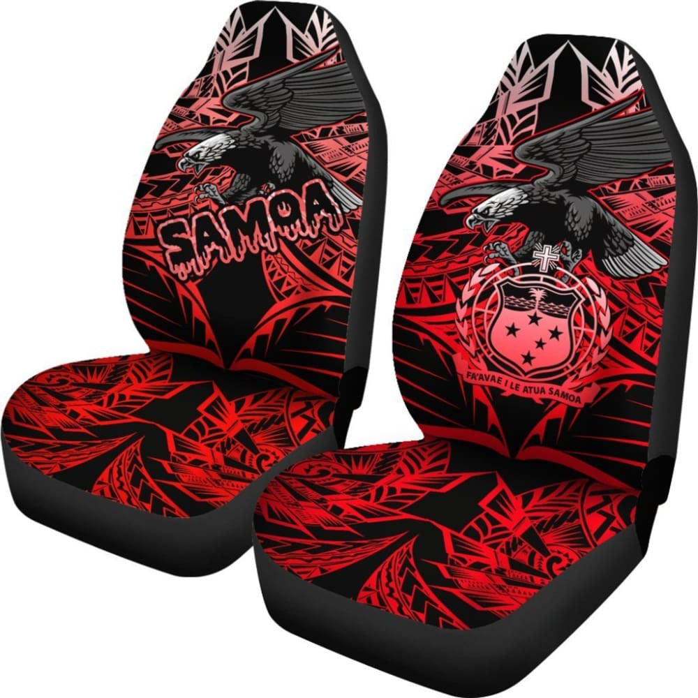 Samoa Polynesian Car Seat Covers - Eagle Tribal Pattern Red -