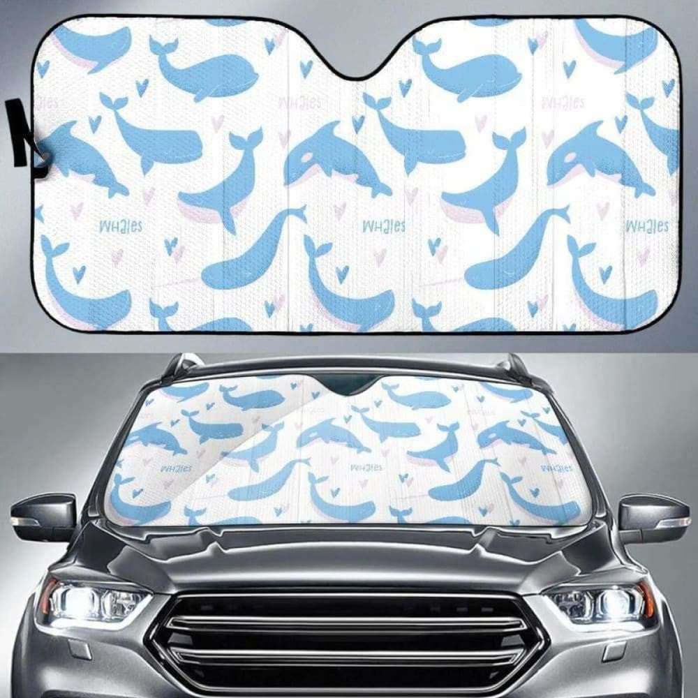 Blue Whale Pattern Car Auto Sun Shades