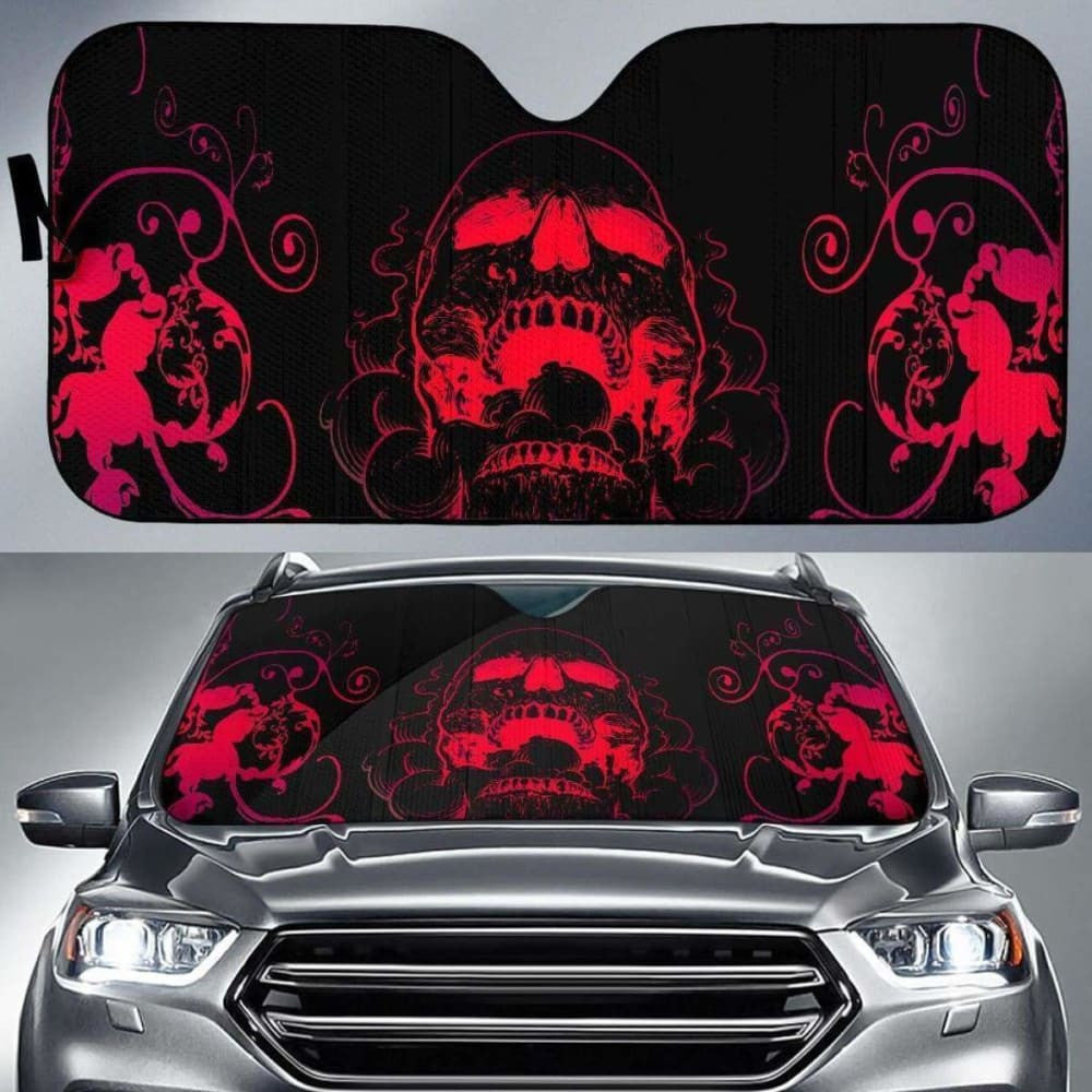 Red Skull Fire Auto Sun Shade
