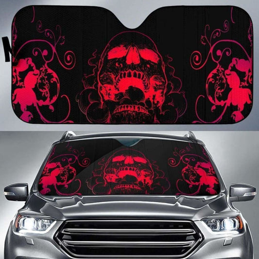 Red Skull Fire Auto Sun Shade