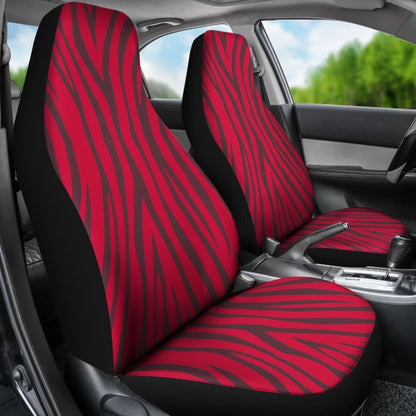 Crimson Zebra Print Car Seat Covers - Piece Front