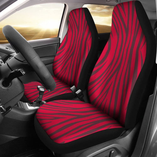 Crimson Zebra Print Car Seat Covers - Piece Front