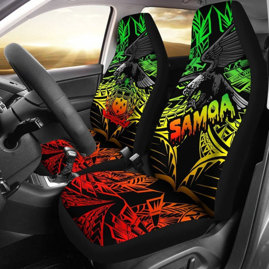 Samoa Polynesian Car Seat Covers - Eagle Tribal Pattern Reggae -