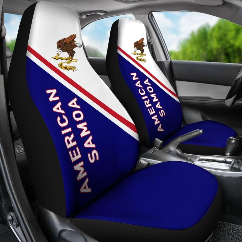 American Samoa Car Seat Covers - American Samoa Flag Polynesian Curve Version -