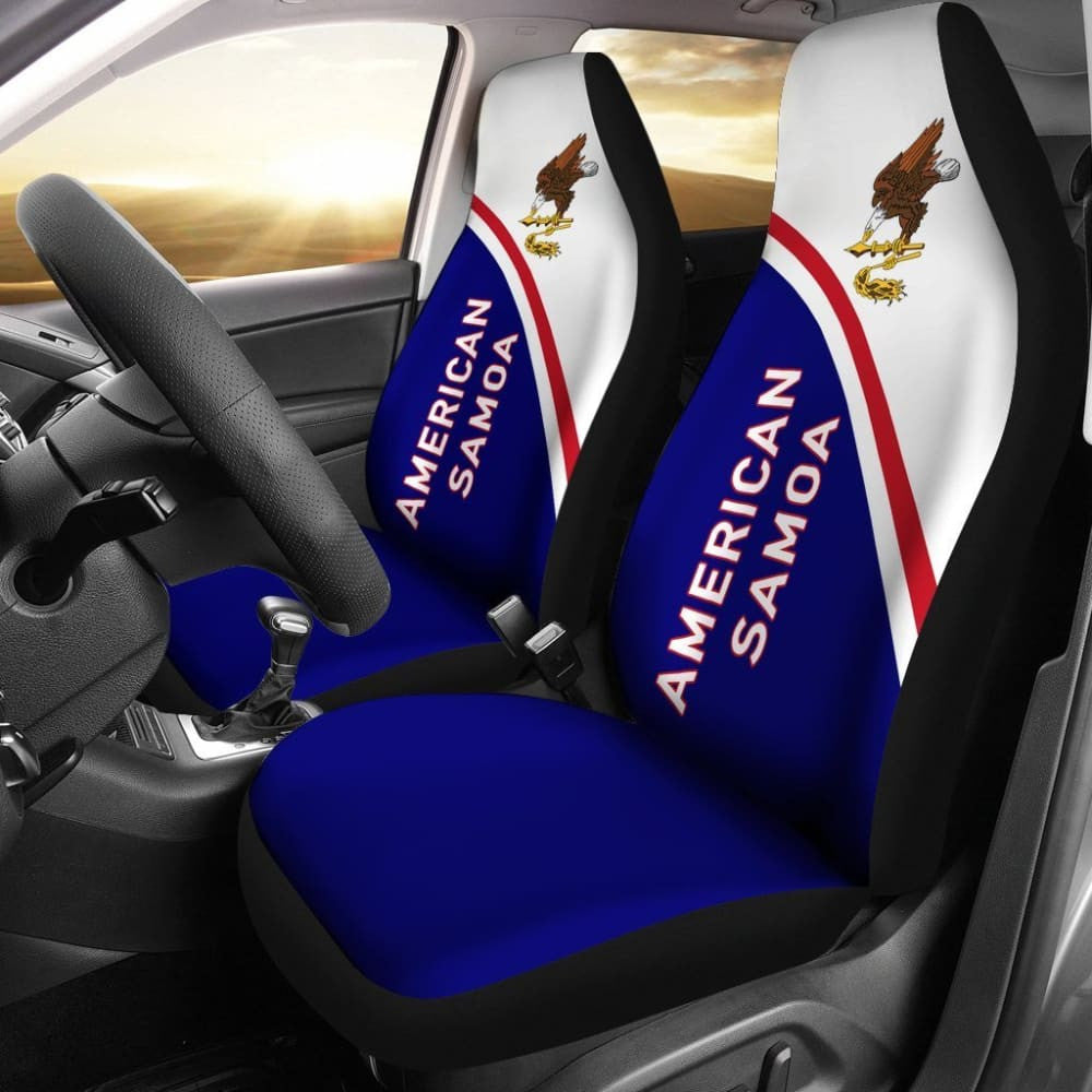 American Samoa Car Seat Covers - American Samoa Flag Polynesian Curve Version -