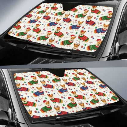 Corgi Christmas Pattern Car Auto Sun Shades