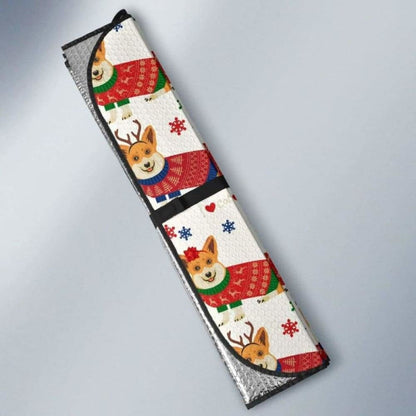 Corgi Christmas Pattern Car Auto Sun Shades