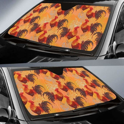 Red Rooster Chicken Cock Pattern Car Auto Sun Shades