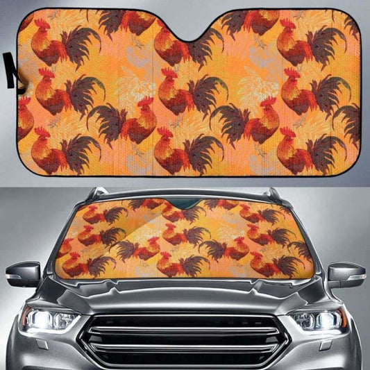 Red Rooster Chicken Cock Pattern Car Auto Sun Shades