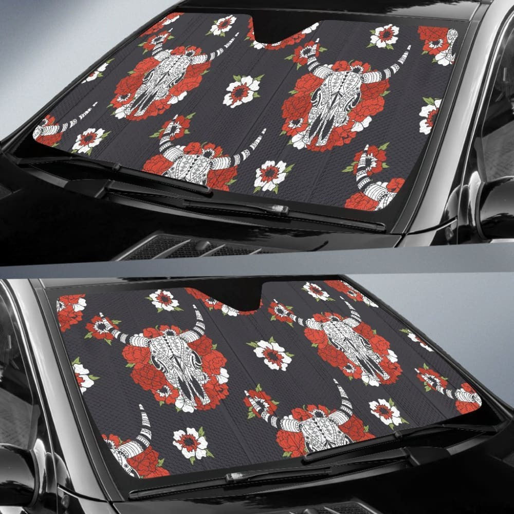 Native American Bison Head Auto Sun Shade