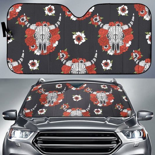 Native American Bison Head Auto Sun Shade