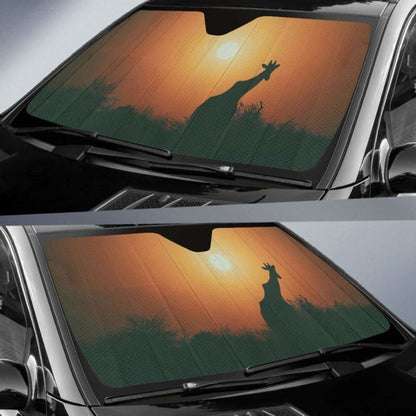 Giraffe Sunset SilhouetteK Car Sun Shade