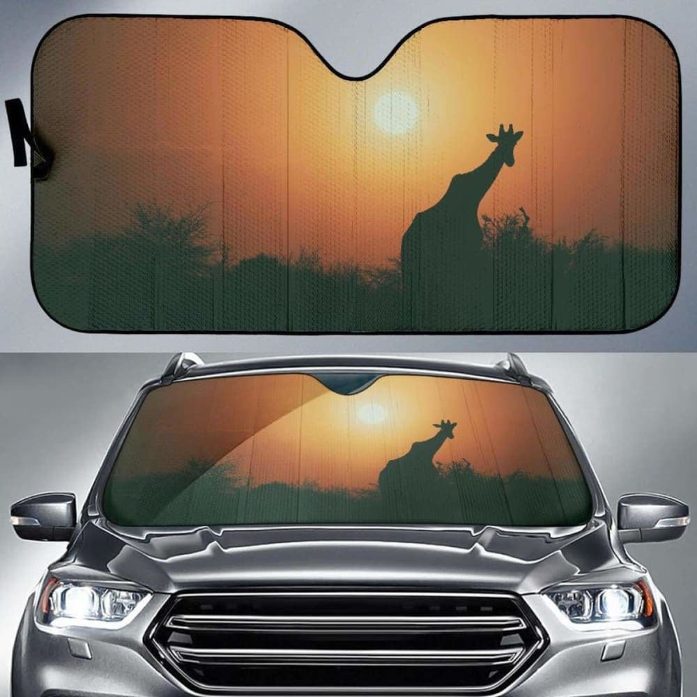 Giraffe Sunset SilhouetteK Car Sun Shade