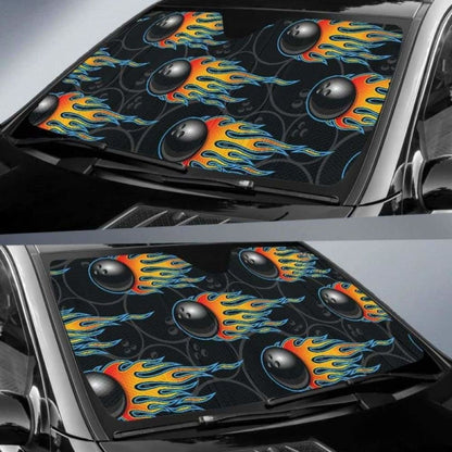Bowling Balls Flame Pattern Car Auto Sun Shades