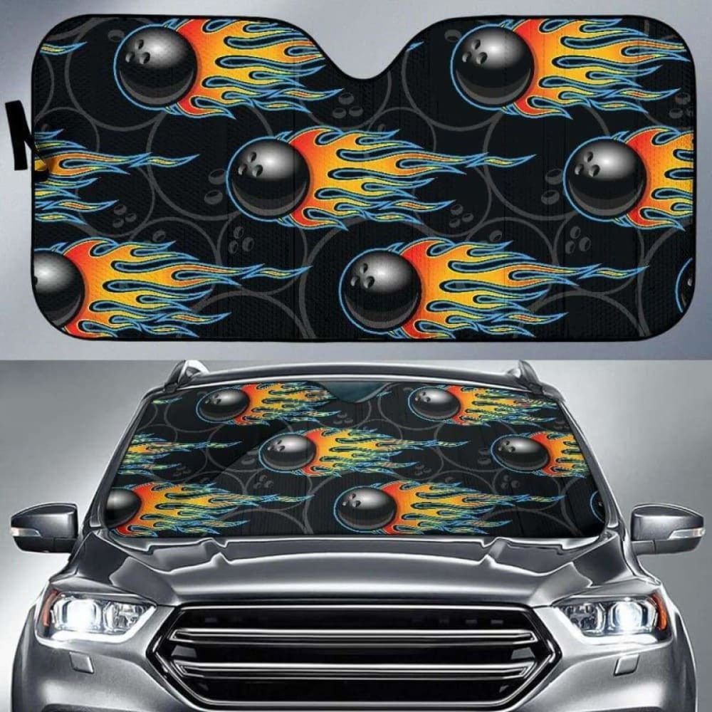 Bowling Balls Flame Pattern Car Auto Sun Shades